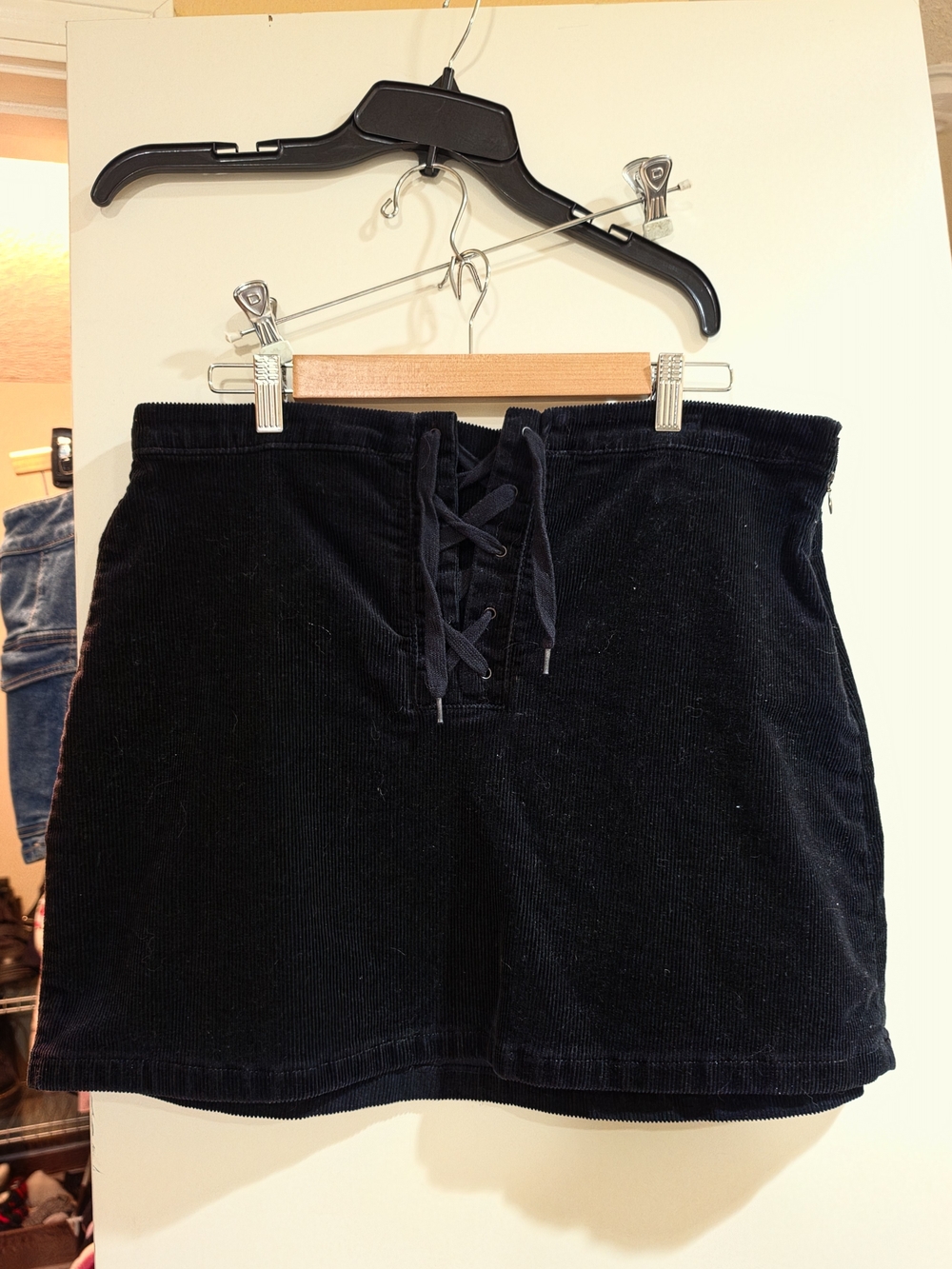 SO Black Corduroy Mini Skirt for Girls